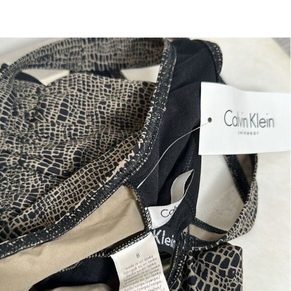 NWT Vintage Calvin Klein Alligator Patterned Sexy One Piece Swimsuit sz 8 - Picture 8 of 8